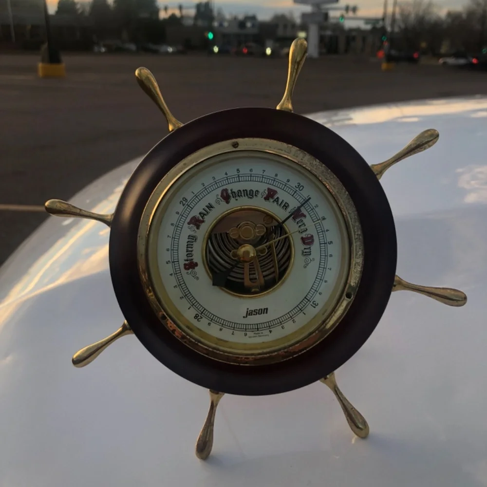 Vintage Jason Ship Wheel Aneroid Barometer-Works-Tested with Air Pressure